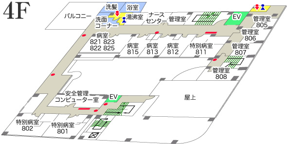 成田産婦人科4階の案内図